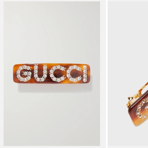 GUCCI CRYSTAL-EMBELLISHED LOGO HAIR CLIP - Picture 2 of 3